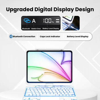 Y2K Transparent White 360° Rotating iPad Keyboard Case