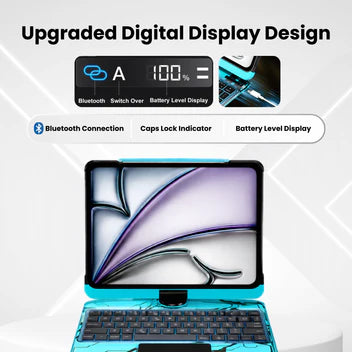 Y2K Transparent Blue 360° Rotating iPad Keyboard Case