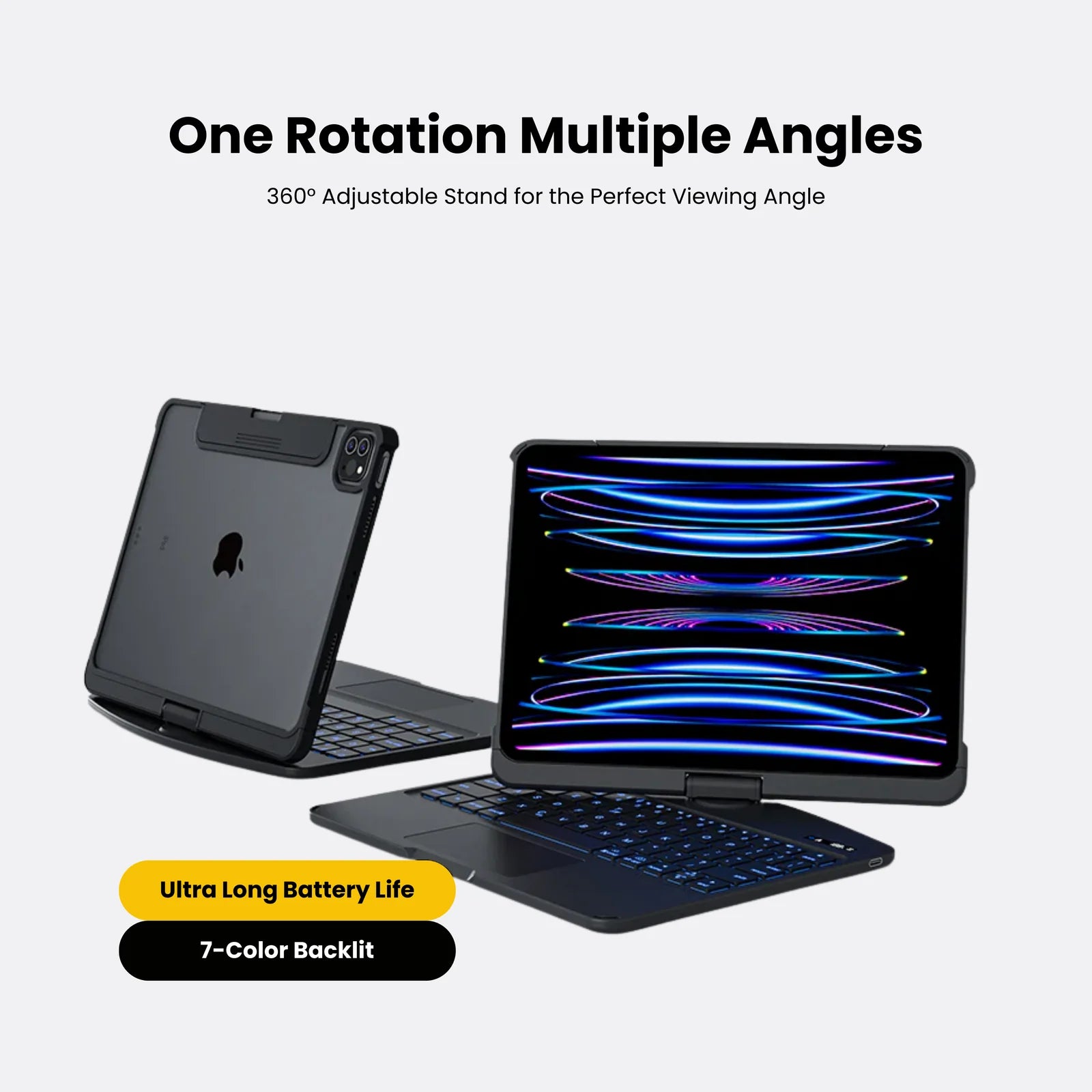 Black 360° Rotating iPad Keyboard Case