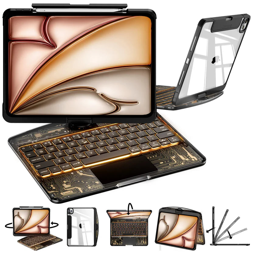 Y2K Transparent Black 360° Rotating iPad Keyboard Case