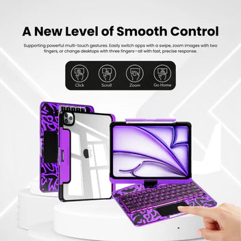 Y2K Transparent Purple 360° Rotating iPad Keyboard Case