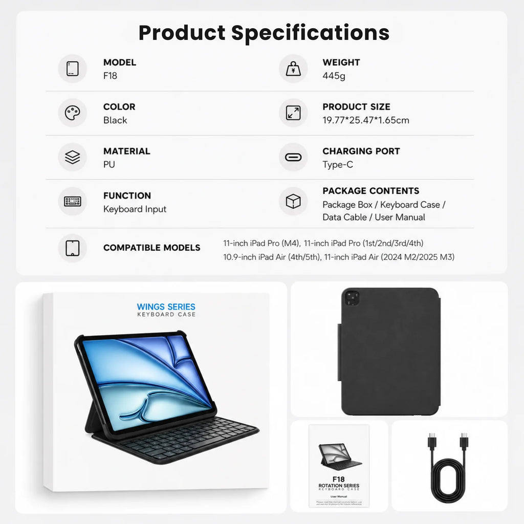 Lightweight Butterfly iPad Keyboard Case