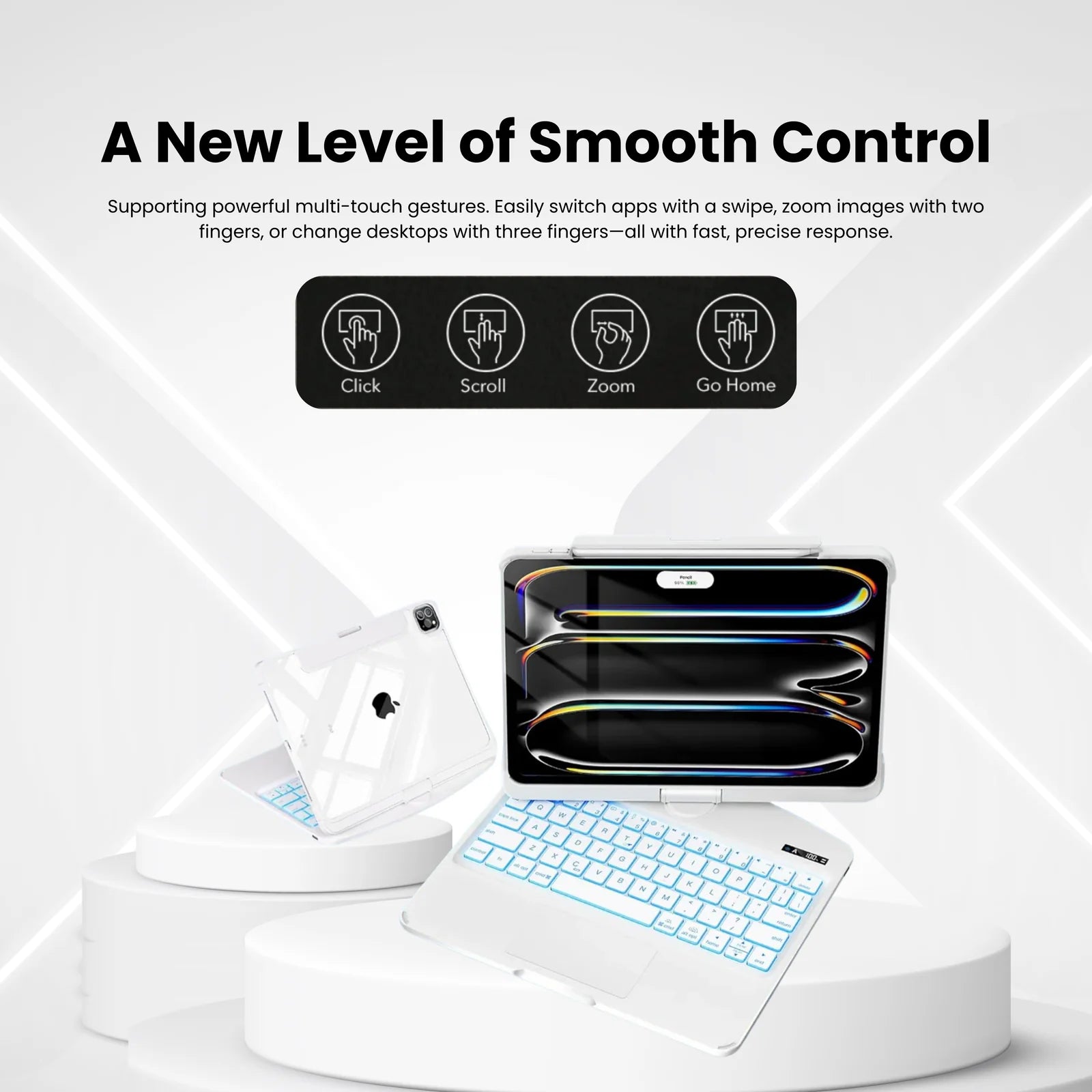 White 360° Rotating iPad Keyboard Case